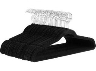 Amazon Basics Slim Velvet Non-Slip Suit Hangers, Black