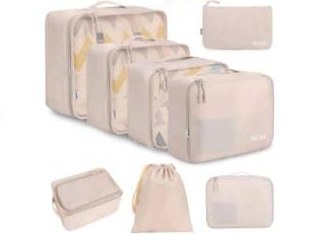 BAGAIL 8-Set Packing Cubes with Shoe, Toiletry and Laundry Bags