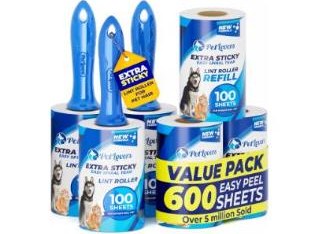 PetLovers Extra Sticky Lint Roller 600 Sheets, 6 Pack