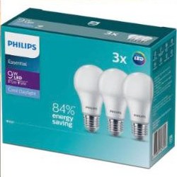 Philips 9W E27 LED Bulb, 3 Pieces, Cool Daylight