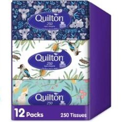 Quilton 2-Ply Hypo-Allergenic Facial Tissue, 12 Boxes