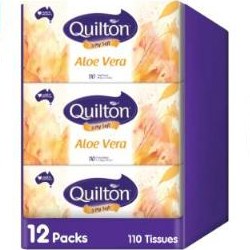 Quilton 3-Ply Aloe Vera Facial Tissues, 12 Boxes