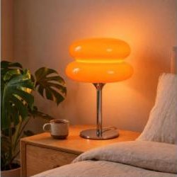 Retro Glass Mushroom Table Lamp, Mid-Century