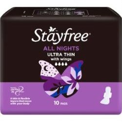 Stayfree Ultra Thin All Nights Sanitary Pads with Wings