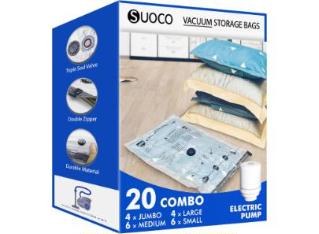 SUOCO 20 Combo Vacuum Storage Bags with Electric Pump
